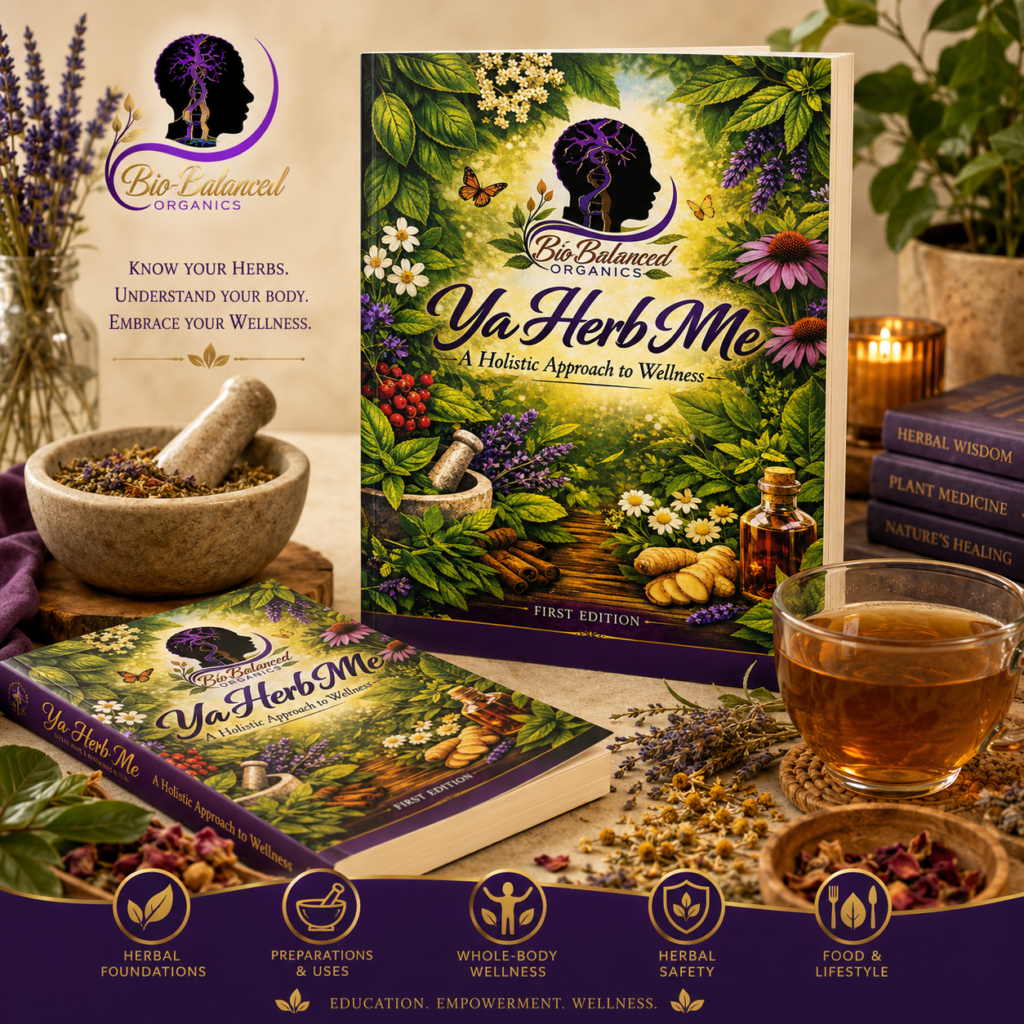 Ya Herb Me Holistic Approach to Wellness displayed with herbal tea, and dried herbs by Dee Marshall